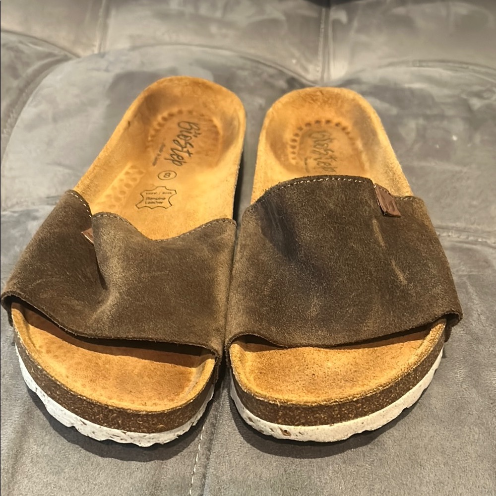 Biostep Dark Brown Suede Slides Size 8